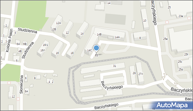 Sosnowiec, Baczyńskiego Krzysztofa Kamila, 63, mapa Sosnowca