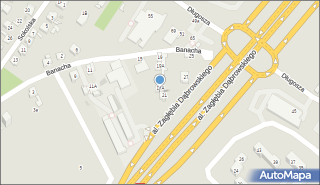 Sosnowiec, Banacha Stefana, 23E, mapa Sosnowca