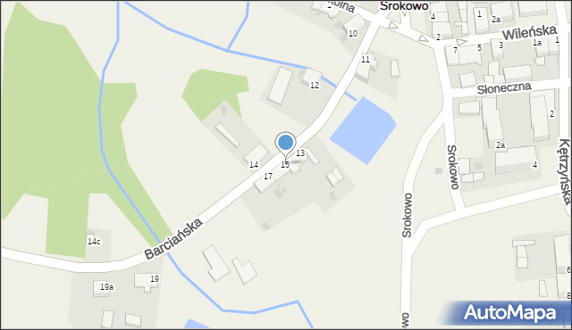 Srokowo, Barciańska, 15, mapa Srokowo