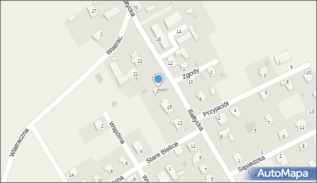 Stare Bielice, Bałtycka, 17, mapa Stare Bielice