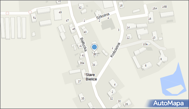 Stare Bielice, Bałtycka, 36, mapa Stare Bielice