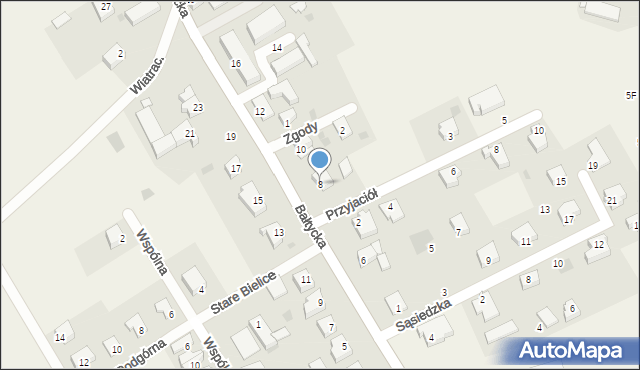 Stare Bielice, Bałtycka, 8, mapa Stare Bielice