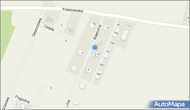Stary Kraszew, Bajeczna, 3, mapa Stary Kraszew