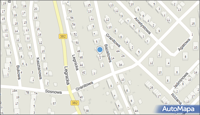 Strzegom, Bazaltowa, 1, mapa Strzegom