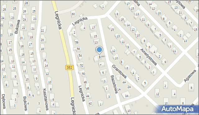 Strzegom, Bazaltowa, 9, mapa Strzegom