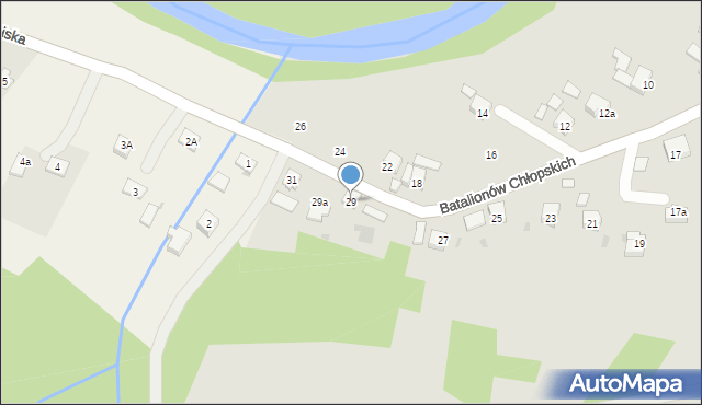 Strzyżów, Batalionów Chłopskich, 29, mapa Strzyżów