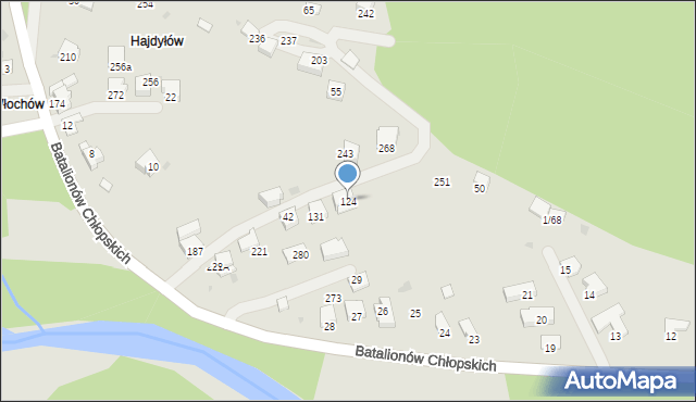 Sucha Beskidzka, Batalionów Chłopskich, 124, mapa Sucha Beskidzka