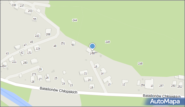 Sucha Beskidzka, Batalionów Chłopskich, 16, mapa Sucha Beskidzka