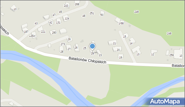 Sucha Beskidzka, Batalionów Chłopskich, 24, mapa Sucha Beskidzka