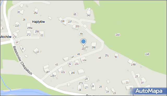 Sucha Beskidzka, Batalionów Chłopskich, 243, mapa Sucha Beskidzka