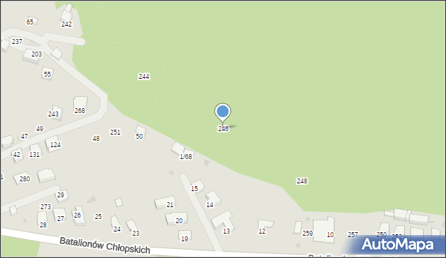 Sucha Beskidzka, Batalionów Chłopskich, 246, mapa Sucha Beskidzka
