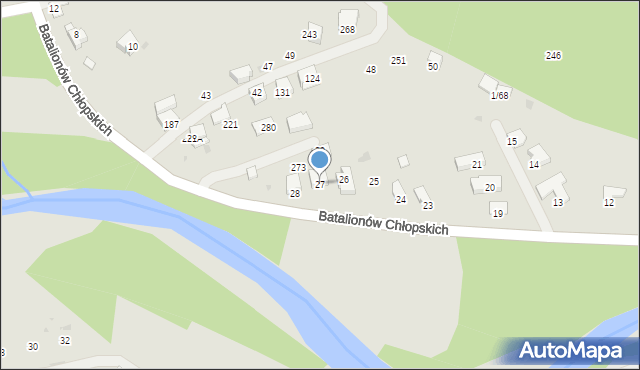 Sucha Beskidzka, Batalionów Chłopskich, 27, mapa Sucha Beskidzka