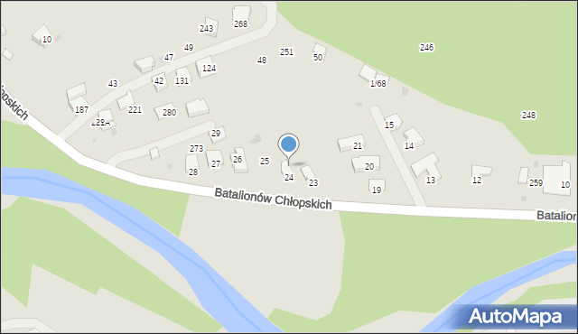 Sucha Beskidzka, Batalionów Chłopskich, 278, mapa Sucha Beskidzka