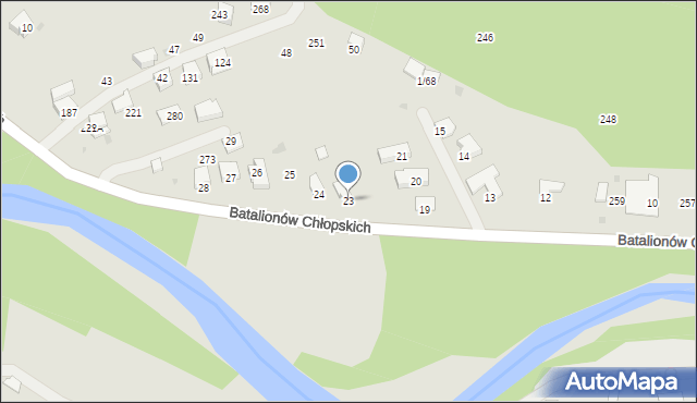 Sucha Beskidzka, Batalionów Chłopskich, 279, mapa Sucha Beskidzka