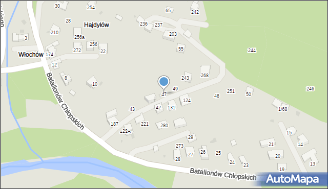 Sucha Beskidzka, Batalionów Chłopskich, 47, mapa Sucha Beskidzka