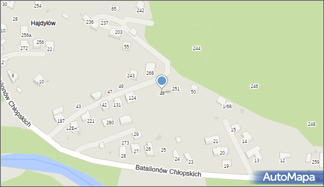 Sucha Beskidzka, Batalionów Chłopskich, 48, mapa Sucha Beskidzka