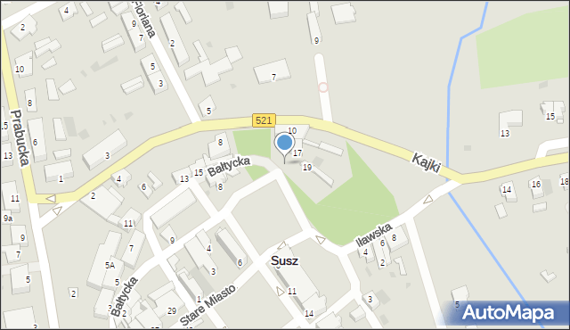 Susz, Bałtycka, 172, mapa Susz