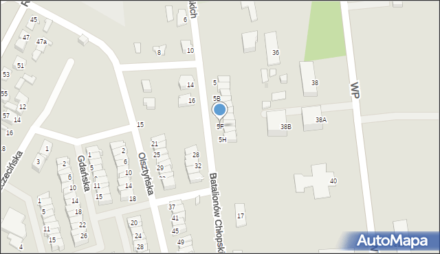 Suwałki, Batalionów Chłopskich, 5F, mapa Suwałk