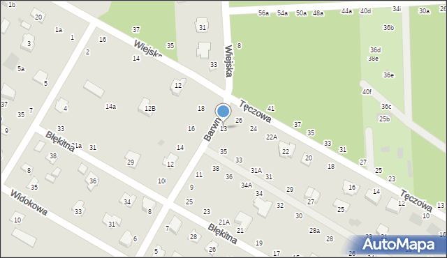 Świdnik, Barwna, 13, mapa Świdnika