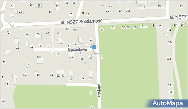 Świdnik, Bażantowa, 2, mapa Świdnika