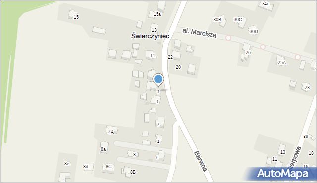 Świerczyniec, Barwna, 3, mapa Świerczyniec