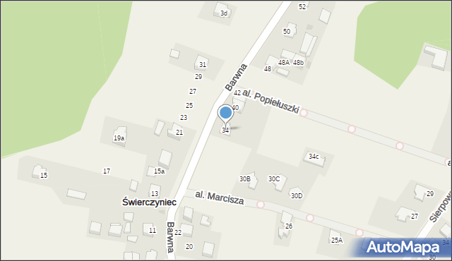 Świerczyniec, Barwna, 34, mapa Świerczyniec