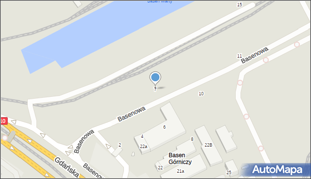 Szczecin, Basenowa, 7, mapa Szczecina