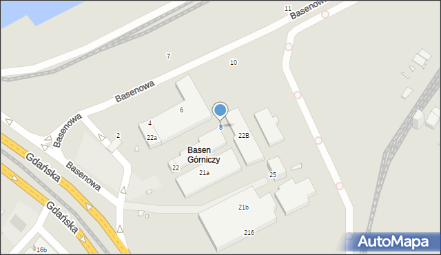 Szczecin, Basenowa, 8, mapa Szczecina