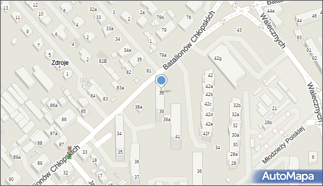 Szczecin, Batalionów Chłopskich, 38, mapa Szczecina