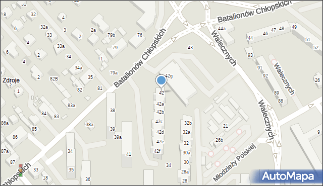 Szczecin, Batalionów Chłopskich, 42, mapa Szczecina