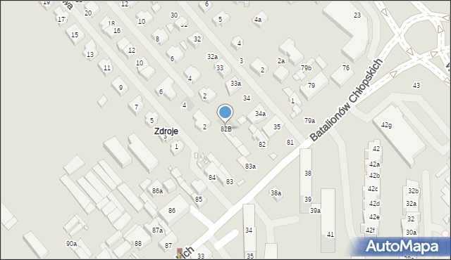 Szczecin, Batalionów Chłopskich, 82B, mapa Szczecina