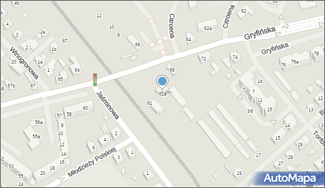 Szczecin, Batalionów Chłopskich, 61a, mapa Szczecina
