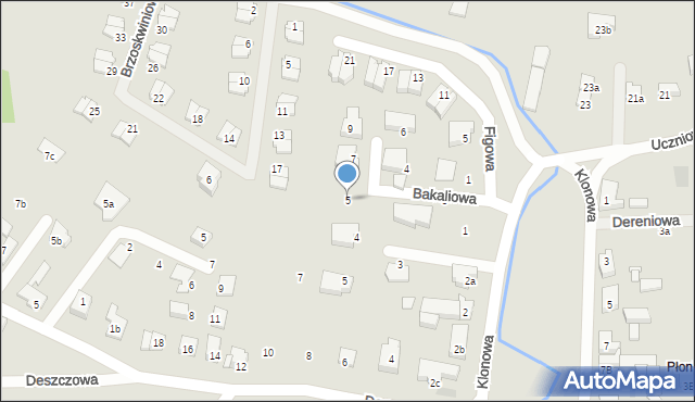 Szczecin, Bakaliowa, 5, mapa Szczecina
