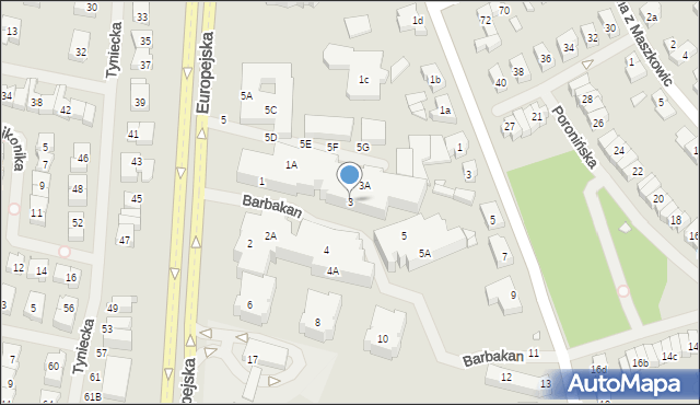 Szczecin, Barbakan, 3, mapa Szczecina