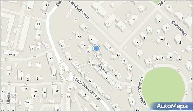 Szczecin, Bajana Jerzego, 8, mapa Szczecina