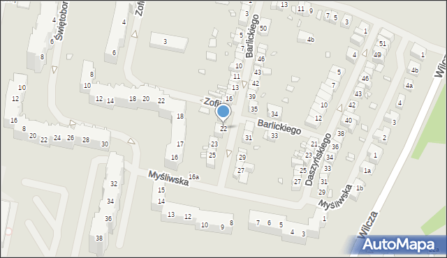 Szczecin, Barlickiego Norberta, 22, mapa Szczecina