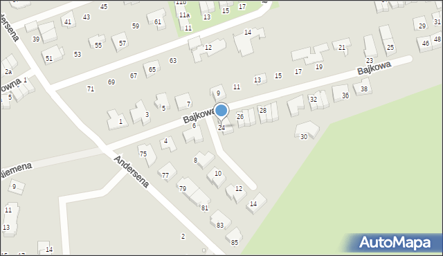 Szczecin, Bajkowa, 24, mapa Szczecina