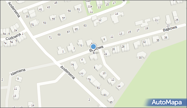 Szczecin, Bajkowa, 6, mapa Szczecina