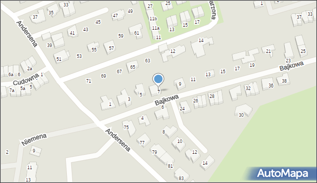 Szczecin, Bajkowa, 7, mapa Szczecina