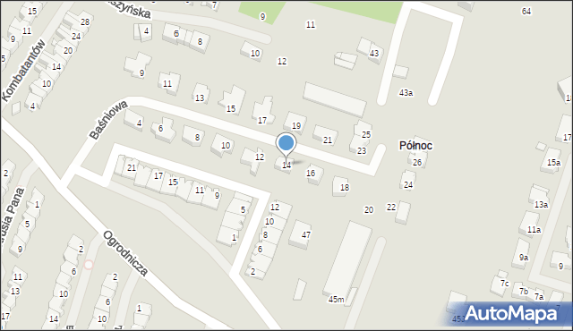 Szczecin, Baśniowa, 14, mapa Szczecina