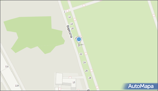 Szczecin, Bajeczna, 20, mapa Szczecina