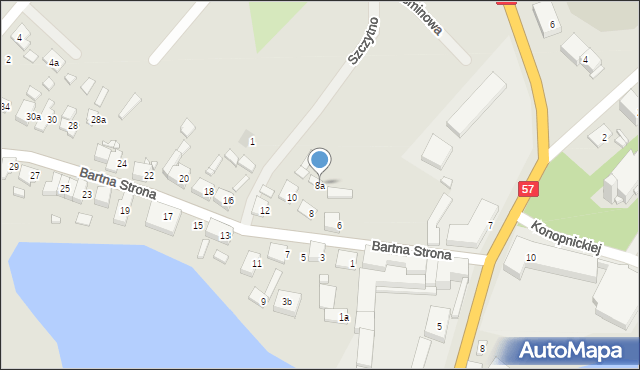 Szczytno, Bartna Strona, 8a, mapa Szczytno
