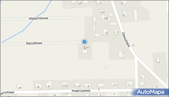 Szewce, Bazaltowa, 26, mapa Szewce