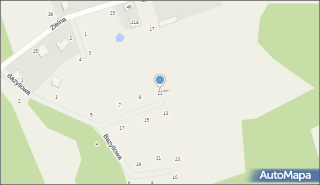 Szklana Góra, Bazyliowa, 11, mapa Szklana Góra