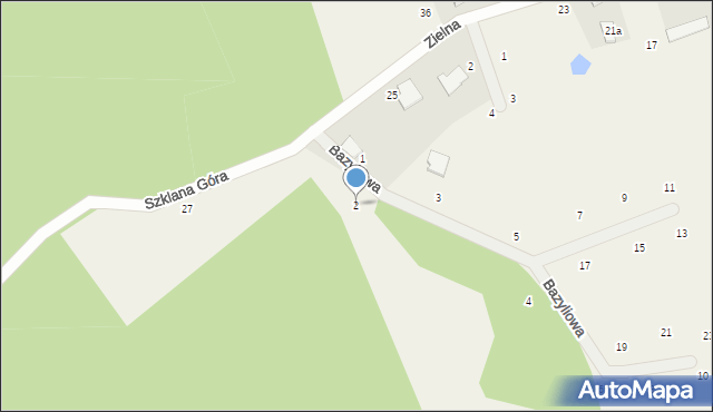 Szklana Góra, Bazyliowa, 2, mapa Szklana Góra