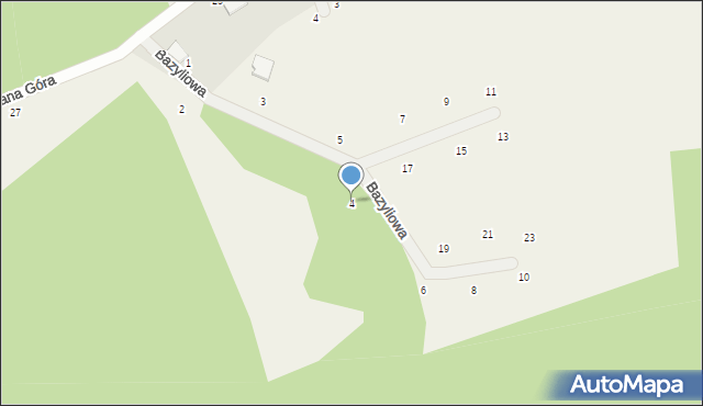 Szklana Góra, Bazyliowa, 4, mapa Szklana Góra