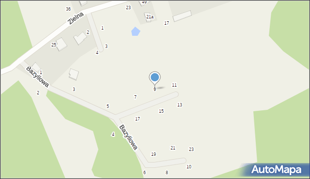 Szklana Góra, Bazyliowa, 9, mapa Szklana Góra