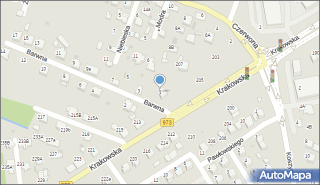 Tarnów, Barwna, 1, mapa Tarnów