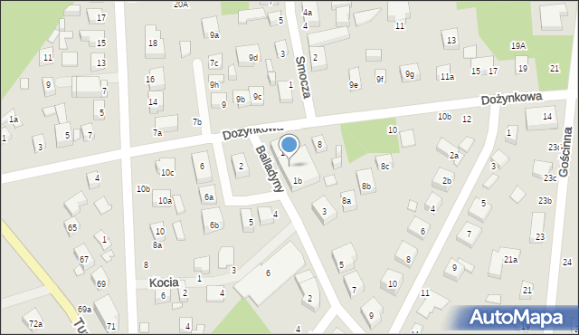 Toruń, Balladyny, 1a, mapa Torunia