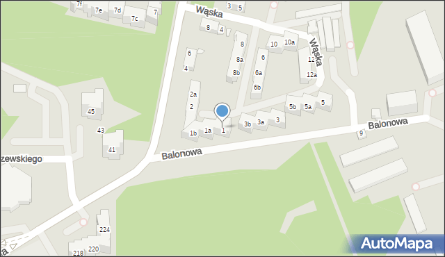 Toruń, Balonowa, 1, mapa Torunia